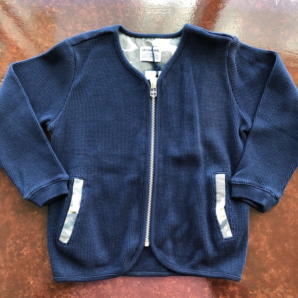Arch & Line Boys Zip Up Cardigan with Camo Detail
